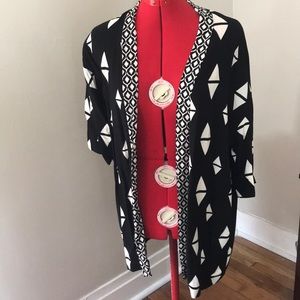 Black and white kimono style cover up